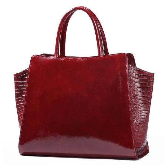 Burgundy Real Leather Handbag