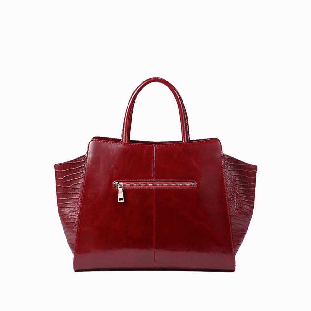 Burgundy Real Leather Handbag