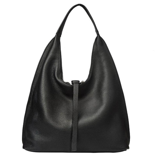 Hobo Tote Black Genuine Leather Shoulder Bag