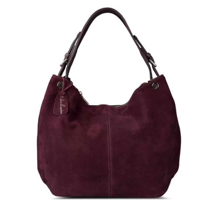Real Split Suede Leather Hobo Bag Leisure Large Shoulder Handbag